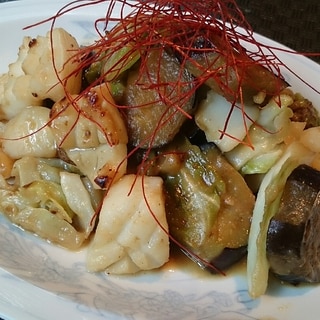 イカと野菜の味噌炒め
